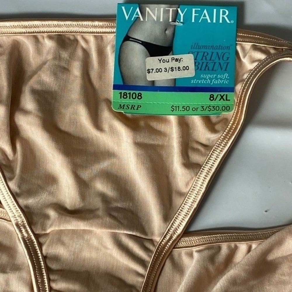 Vanity Fair Womens 8/XL Nude Seamless Stretch Bikini Panties New With Tags